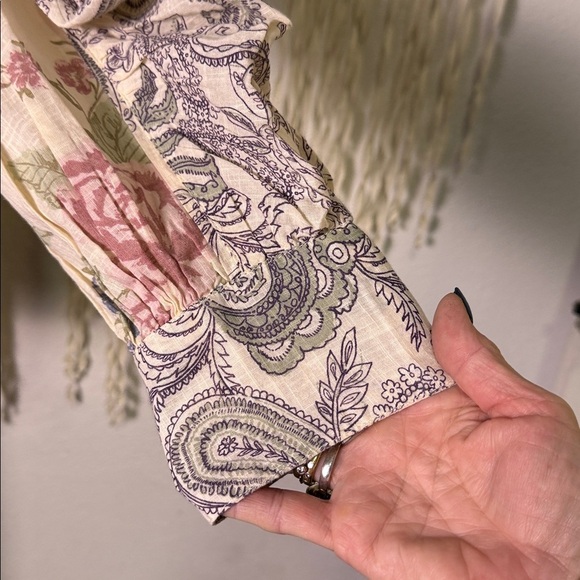 Free People NWT Mara Floral Printed Long Sleeve Button Down Blouse Size M - Picture 4 of 13